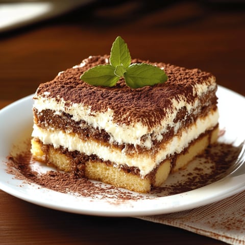 Una torta con crema e foglie di menta.
