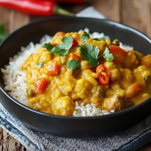 Riso con carne e peperoncini.