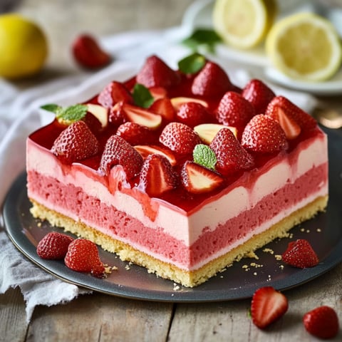 Una torta di frutta con strawberry e limone.