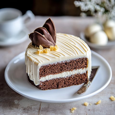 Un dolce a forma di cake con crema e cioccolato.