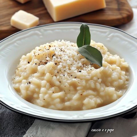 Riso con formaggio e foglie.