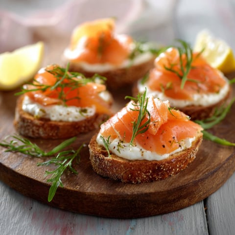 Quattro toast con salmone e lemon.