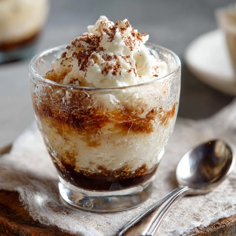 Una tazza di crema con frullato e frullato di cioccolato.