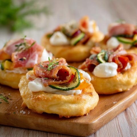 Piatti con verdure e prosciutto.