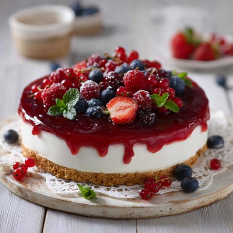 Torta con frutta e crema.