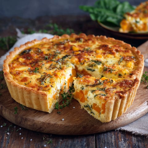 Una tazza di quiche con verdure.