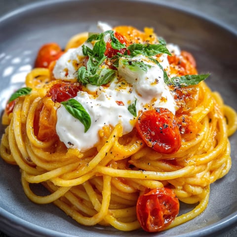 Pasta con pomodori e basilico.