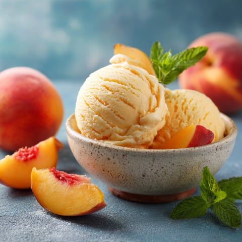 Una scodella con del gelato e frutta.