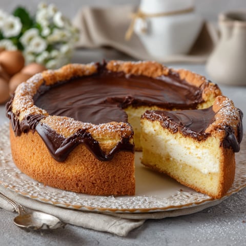 Torta con crema e cioccolato.