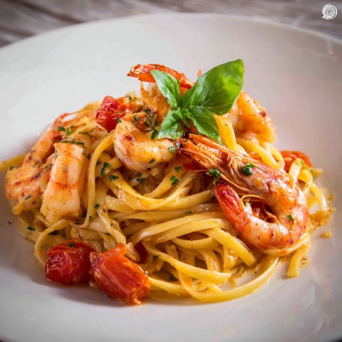 Pasta con frullato di pesce.