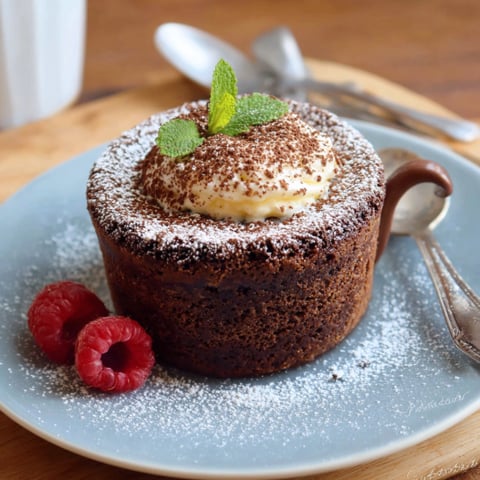 Un dolce con crema e frullato di menta.