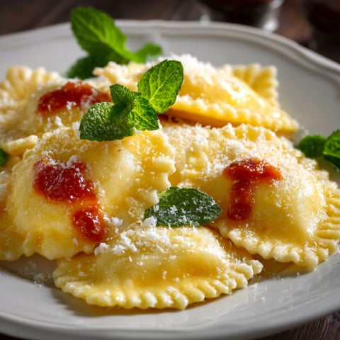 Pasta con maraschino e foglie di menta.