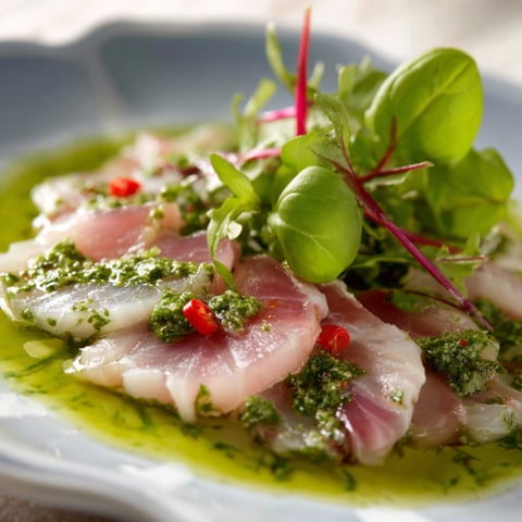 Piatti di pesce con erbe.