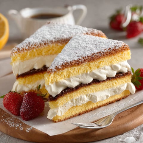 Cake con crema e frullato.