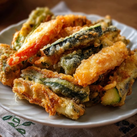 Piatti di verdura fritta.