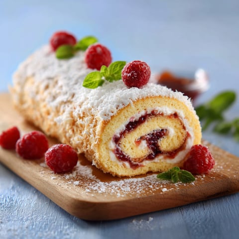 Un dolce a forma di spirale con crema e frullati di raspberry.