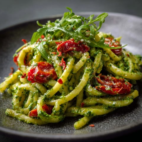 Pasta con verdure e pomodori.