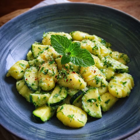 Una tavolata con un piatto di pasta e verdura.