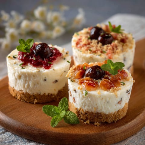 Tre dolci con frutta e crema.