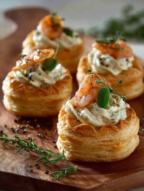 Quattro biscotti con frullato di pesce e semi di finocchio.