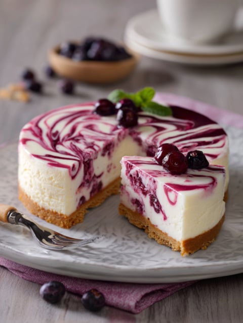 Una torta con crema e frutta.