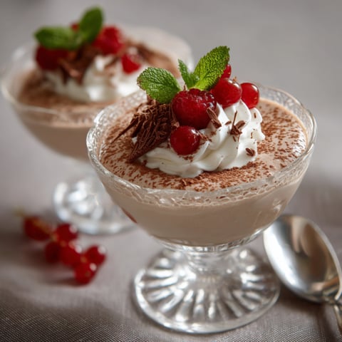 Due bicchieri di crema con frullato e frullato con frullato.