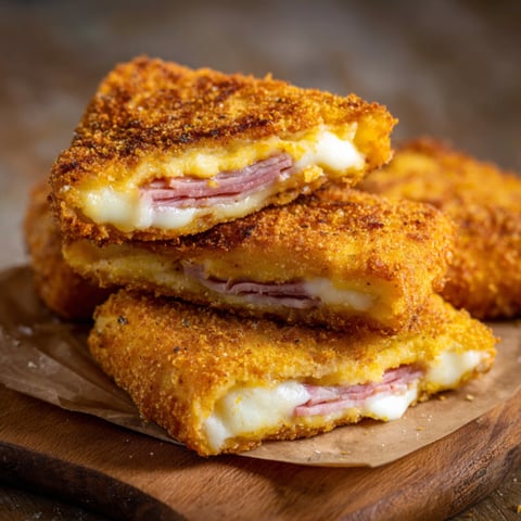 Cibo fritto con formaggio e salame.