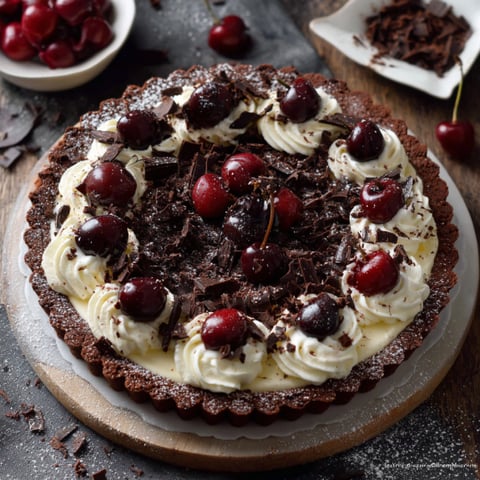 Torta con frutta e cioccolato.