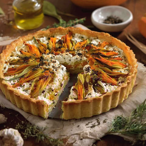 Una torta con frullati e formaggio.