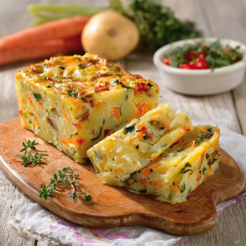 Un piatto di carote e patate con una fetta di pizza.