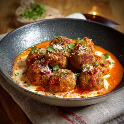Une assiette de polpette al baffo est servie dans un bol.