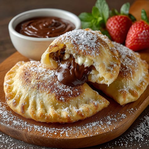Deserts Panzerotti alla nutella avec sauce chocolat.