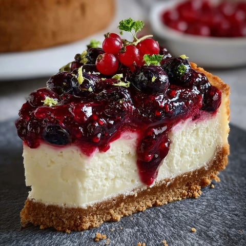 Une tarte aux fruits de mer, garnie de cerises et de framboises, accompagnee d'une portion de fromage.