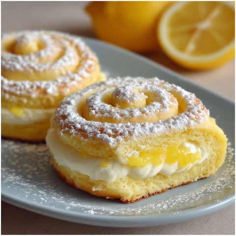 Deserts Rotoli al Limone sur un plateau de verre.