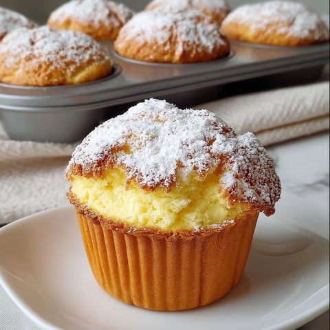 Un muffin alla ricotta semplici sur un plateau.
