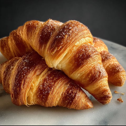 Une pile de cornetti furbi, faits à la maison, sur un plateau.