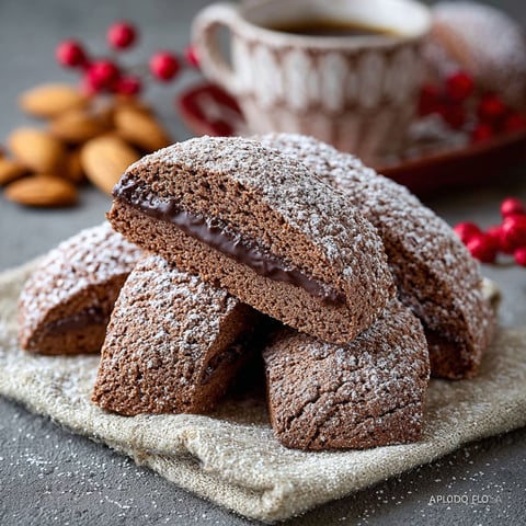 Biscotti di Natale morbidi al cacao e spezie, une recette italienne, est servie sur un plateau avec des fruits rouges.