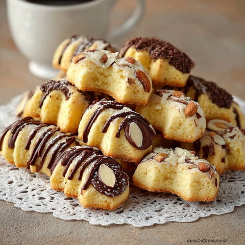 Une pile de biscottis truffés et délicieux, accompagnés d'une tasse de café.