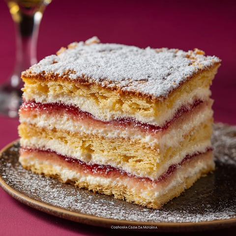 Une torta diplomatica classique, recette traditionnelle, est servie sur un plateau.