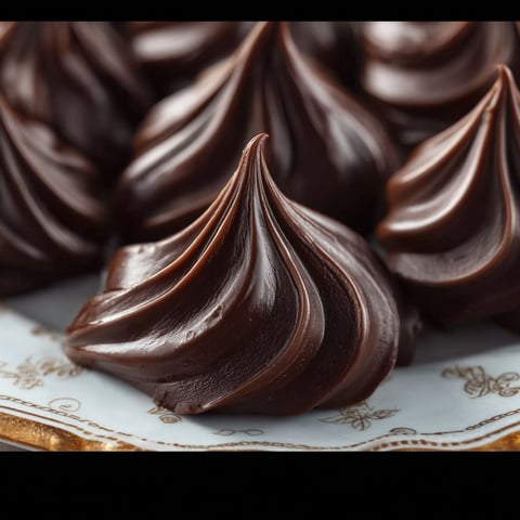Deserts chocolat en forme de volutes sur un plateau.