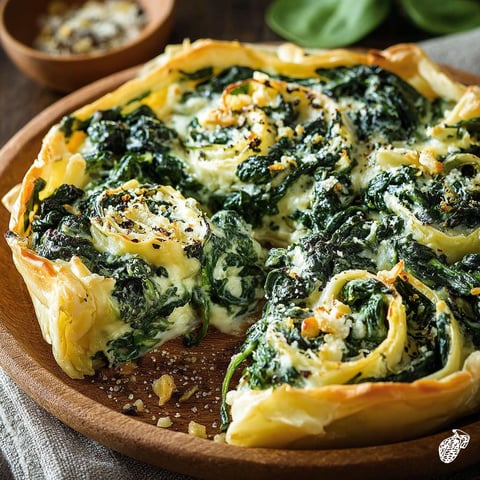 Une pâte de ricotta avec des épinards et des herbes, servie sur un plateau.