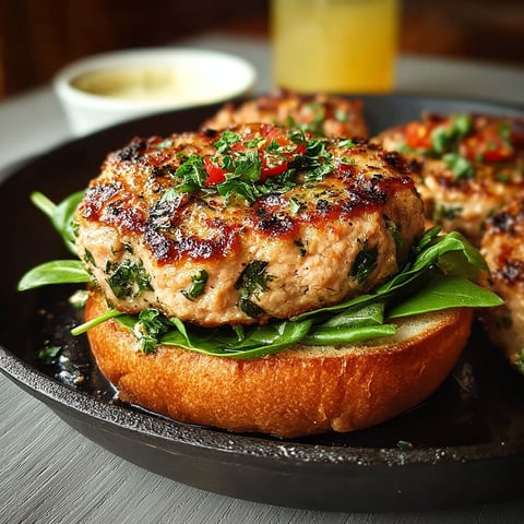 Un burger de tonno fresco avec des légumes verts et une sauce.