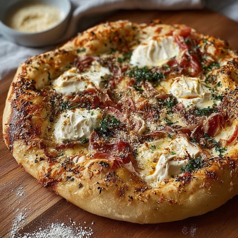 Une pizza farcisse avec des ingrédients tels que des tomates, des oignons, des herbes et du fromage.