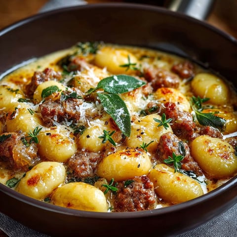 Un plat de gnocchetti con salsiccia stracchino.