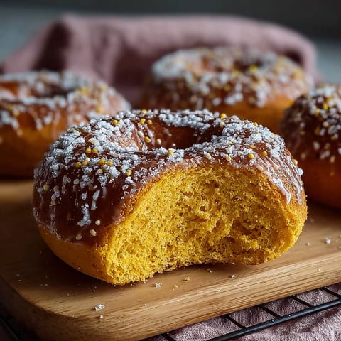 Une ciambelle zucca cacao glassati est servie sur un plateau.