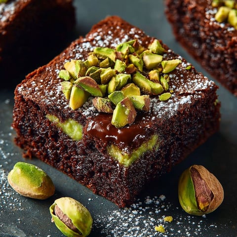 Une barre de brownie cioccolato pistacchi avocado est servie sur une table.
